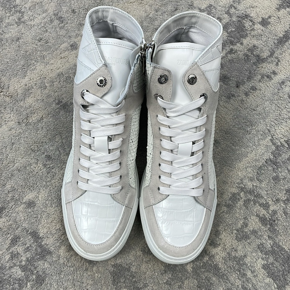 NIB Zadig & Voltaire High Flash Keith Leather High Top Sneakers White Sz 41 - Picture 7 of 16